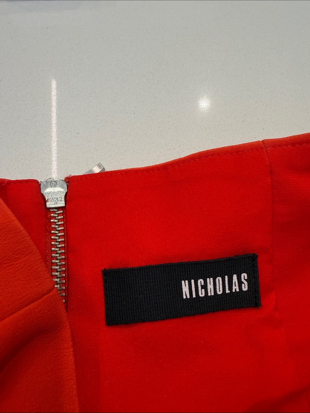 NICHOLAS Orange Coral Red Silk Strapless Cutout Front Slit Cocktail Dress Size 2 - Picture 9 of 15